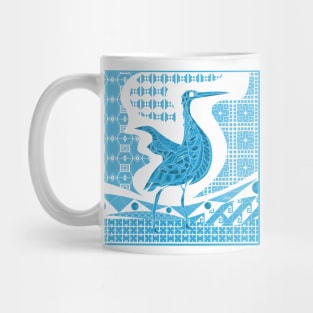 agami heron bird in mexican talavera pattern arts ecopop in sky blue Mug